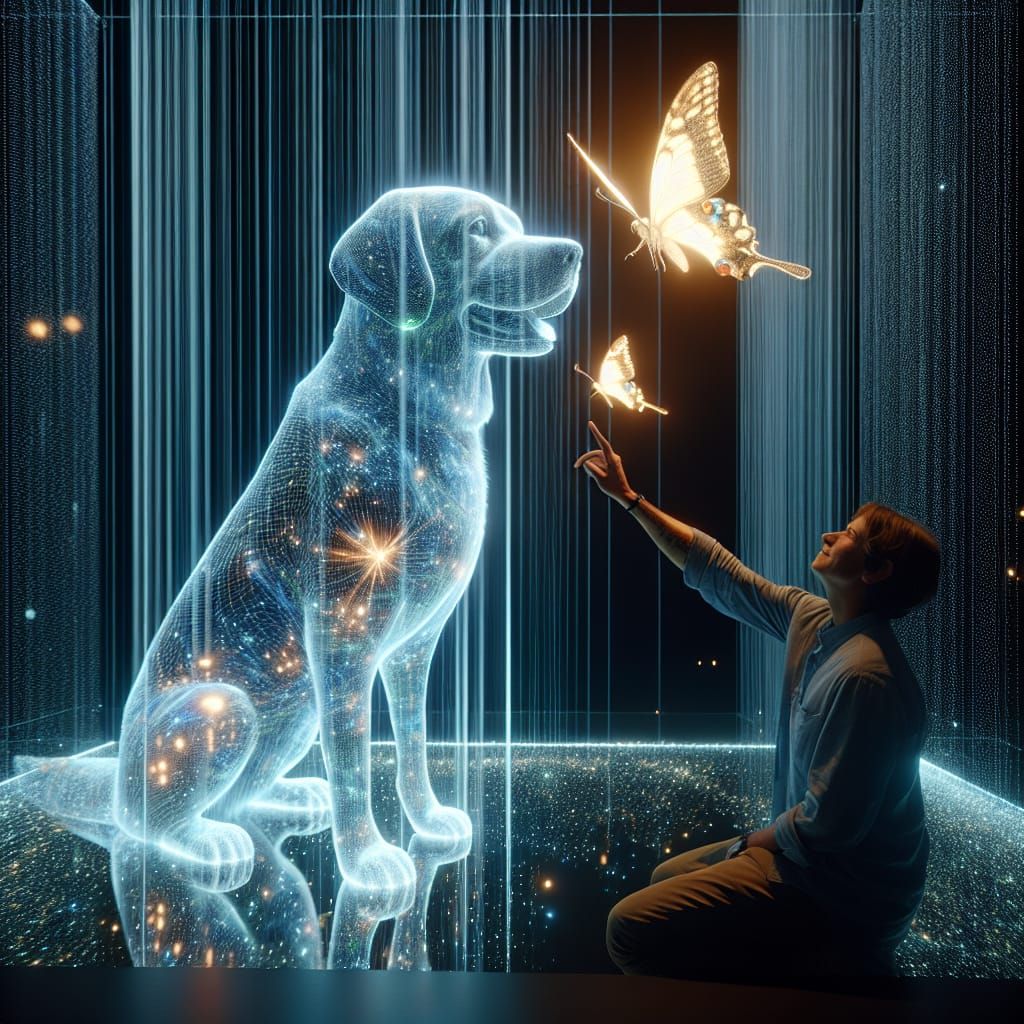 Hologram Bonds: Dog and Butterfly  by @ScorpionAI