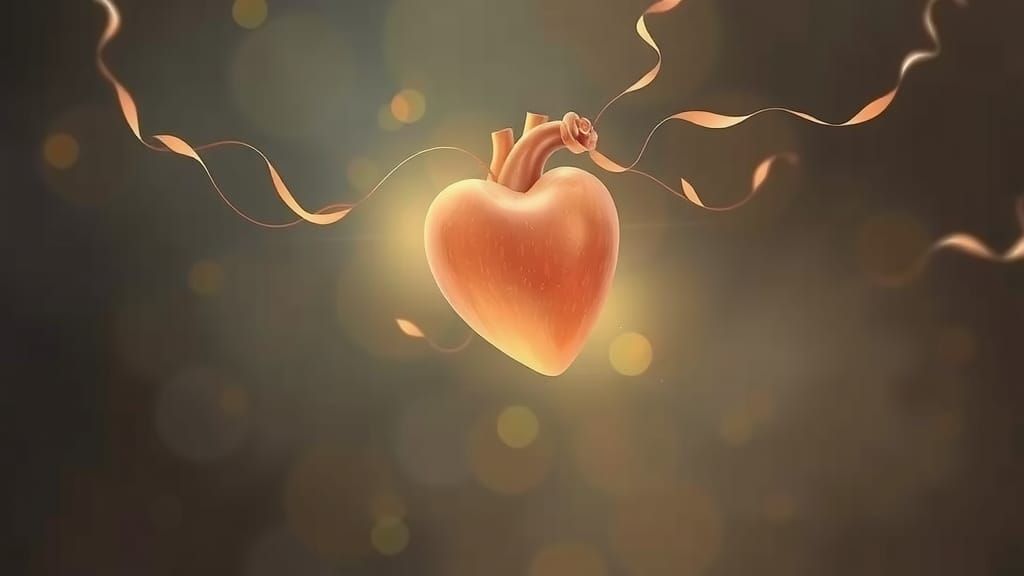 "The Slumbering Heart": A heart suspended in a tranquil, dre...