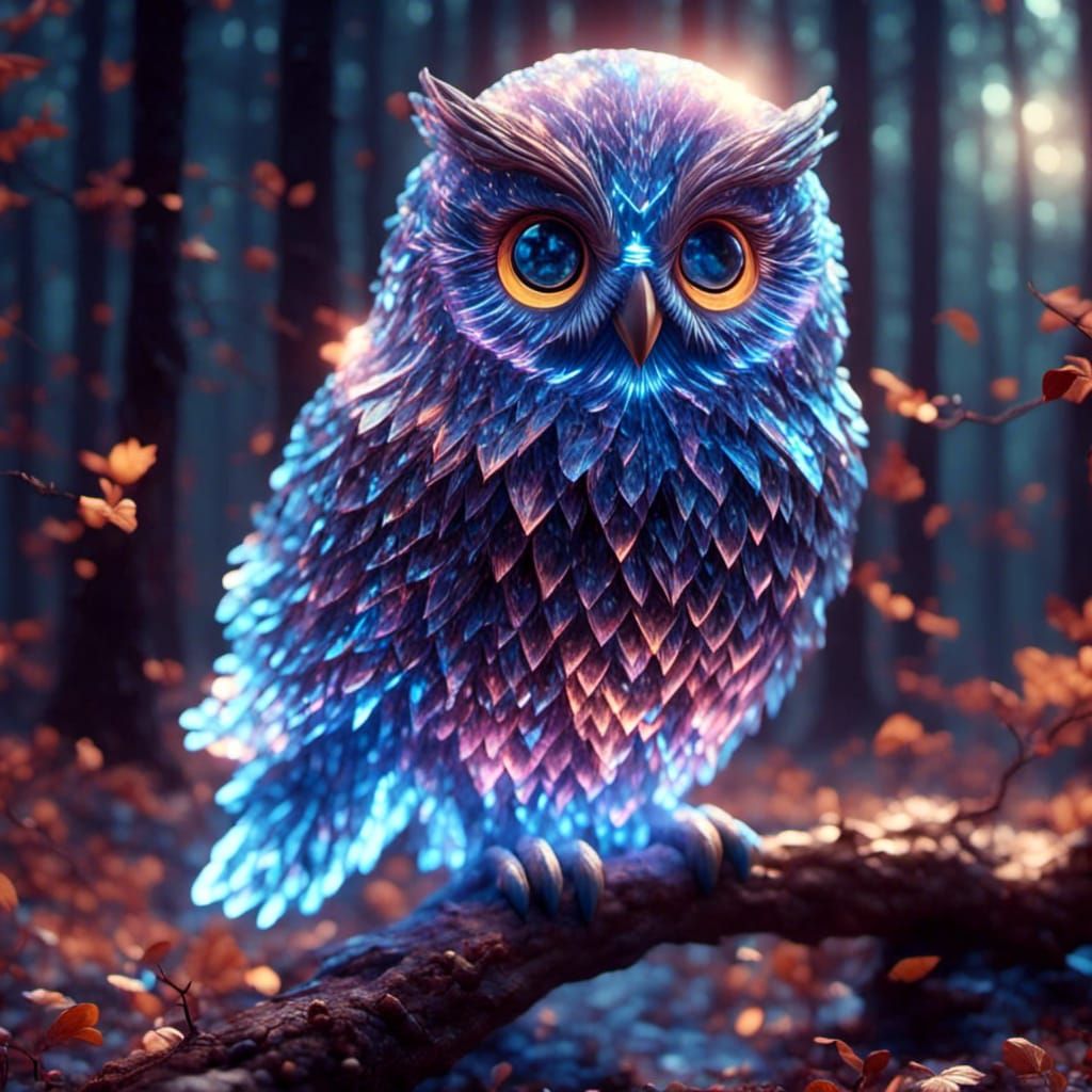 A owl made completely of hologram <lora:Owls:1.0>