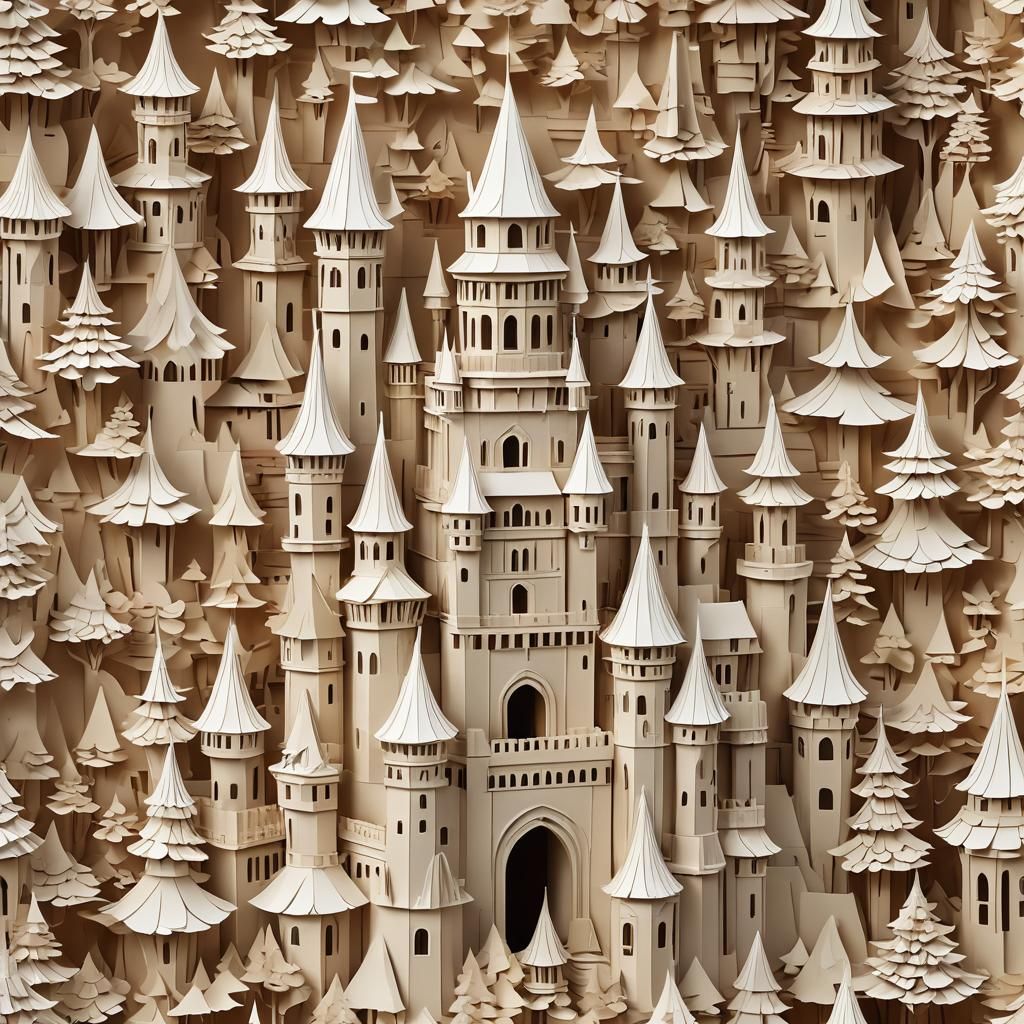 Elaborate Kirigami Castle