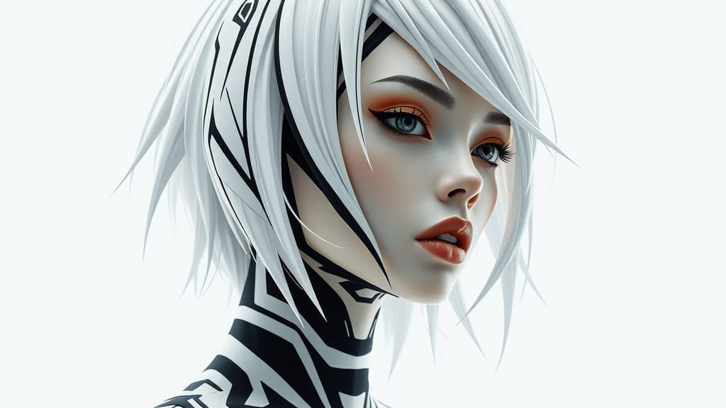 "Geometric and Textural Hair Designs: Transforming White Hair into Three-Dimensional Art"  by @Zam