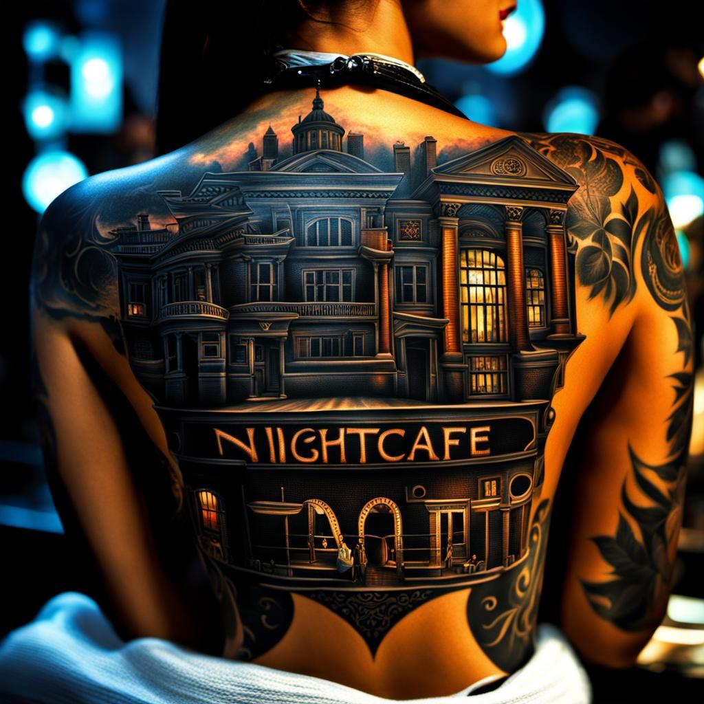 Nightcafé tattoo on a woman's back