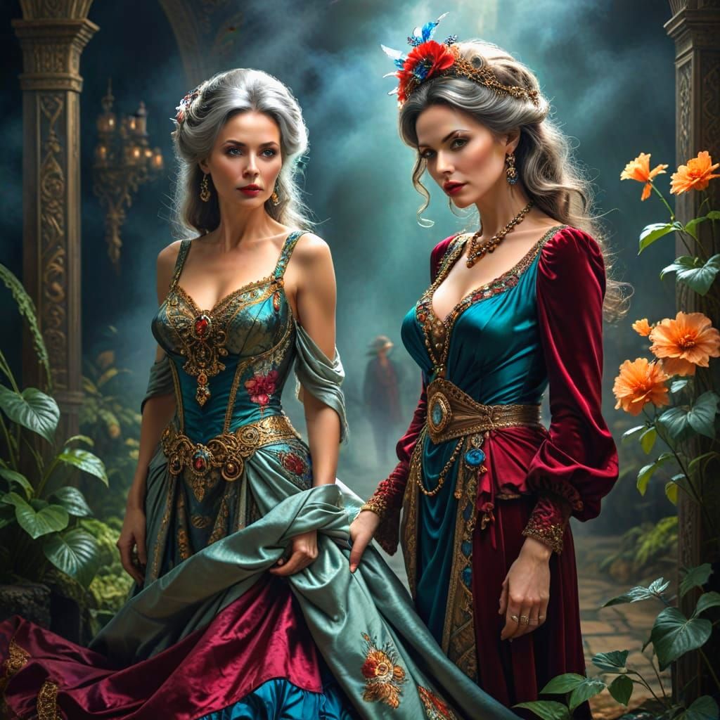 Elegant Enigma: Mysterious Ladies in Whimsical Surroundings