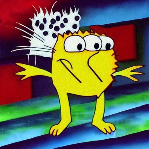 Emo cat Stephen Hillenburg oil on canvas airbrush art anime