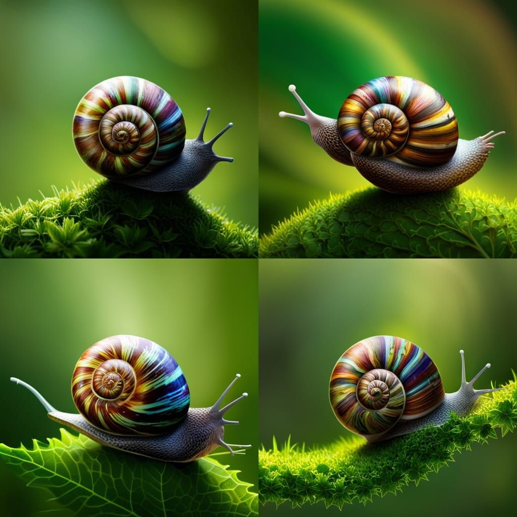 Vineyard snail with multicolor cochlea spiral