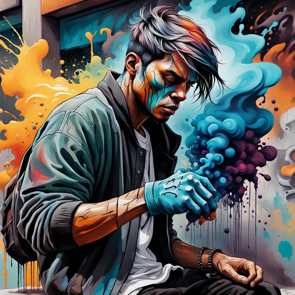 Graffitti artist smoke bomb
