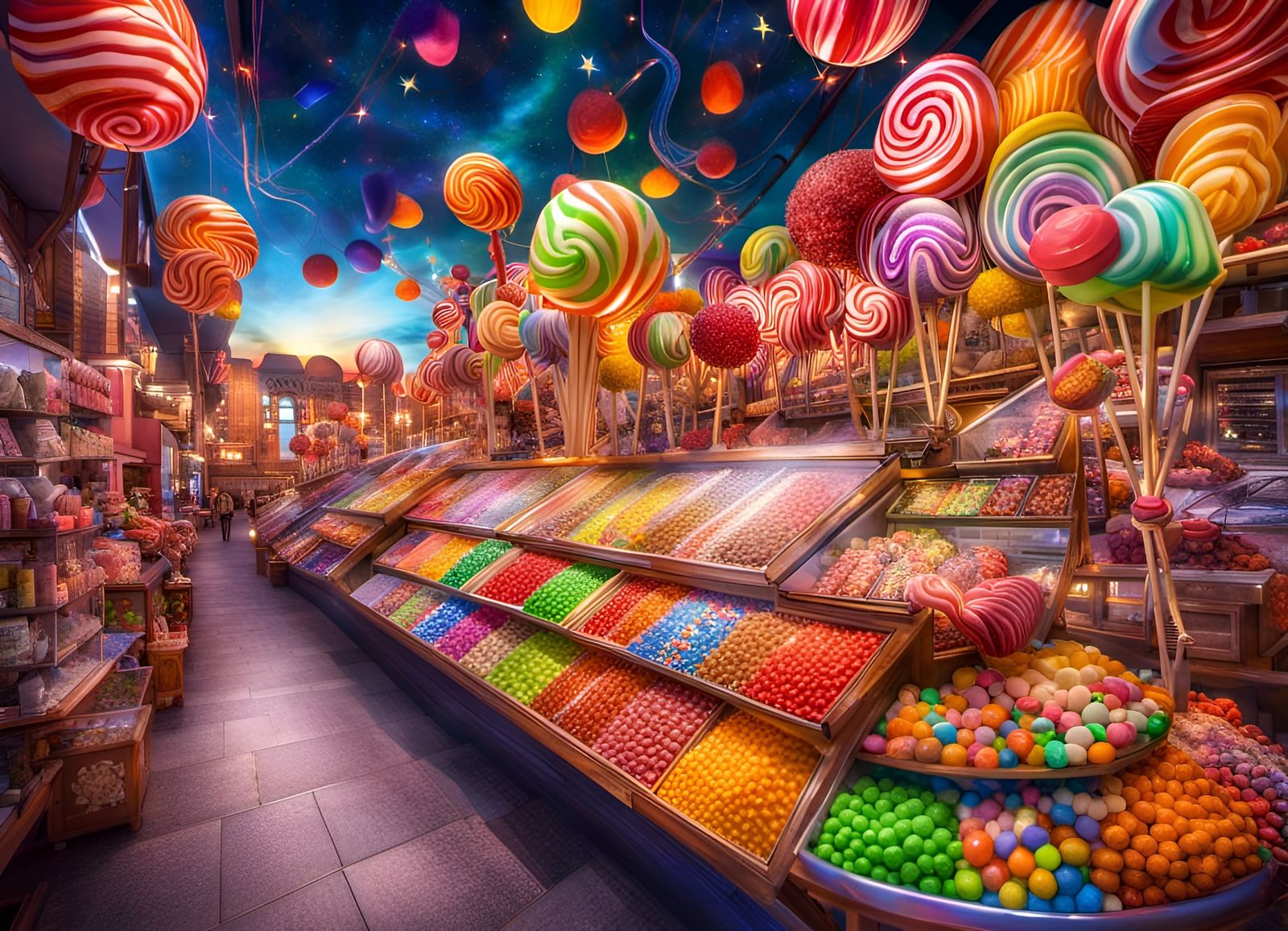A  candystore- market for as long as you can see.  by @Caleidoscope