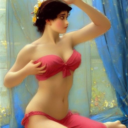 Attractive woman.
Pretty Delilah in pajamas by Pino Daeni, F...
