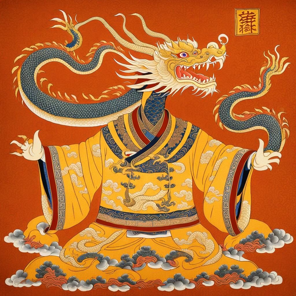 Chinese Emperor in Dragon Robe, 3D Rendering