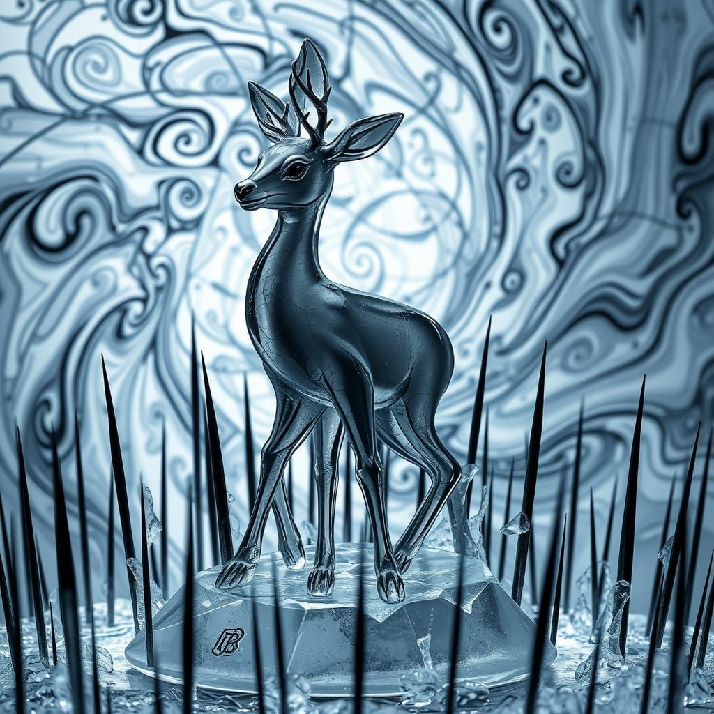 Ephemeral Doe in Fractured Crystal Cage