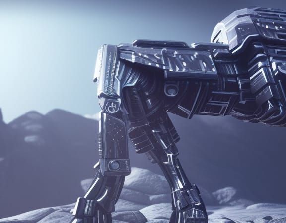 midnight mountain intricate mech details, ground level shot,...