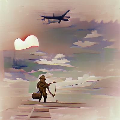 Soldier returning home from the war