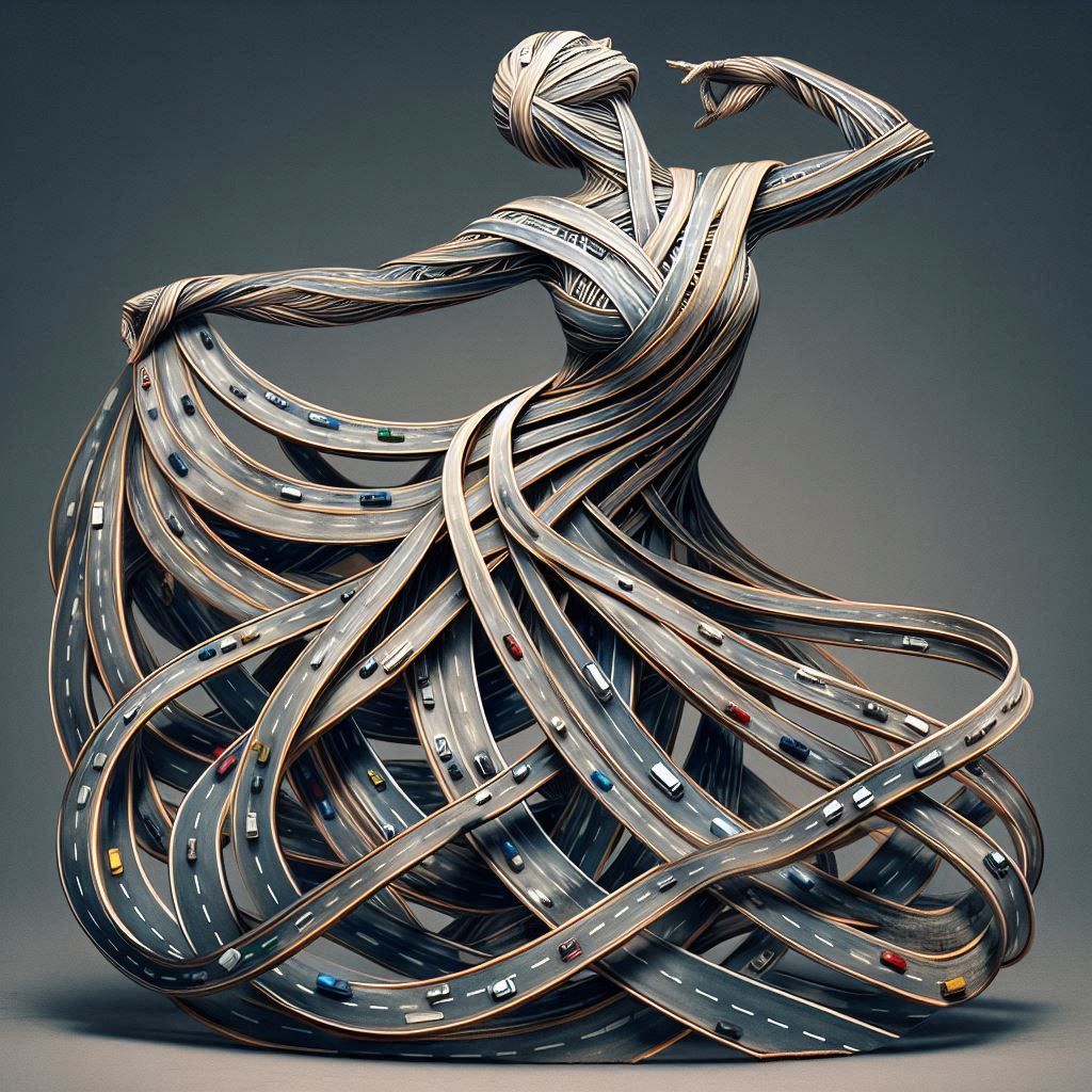 Woman riding the highways of life