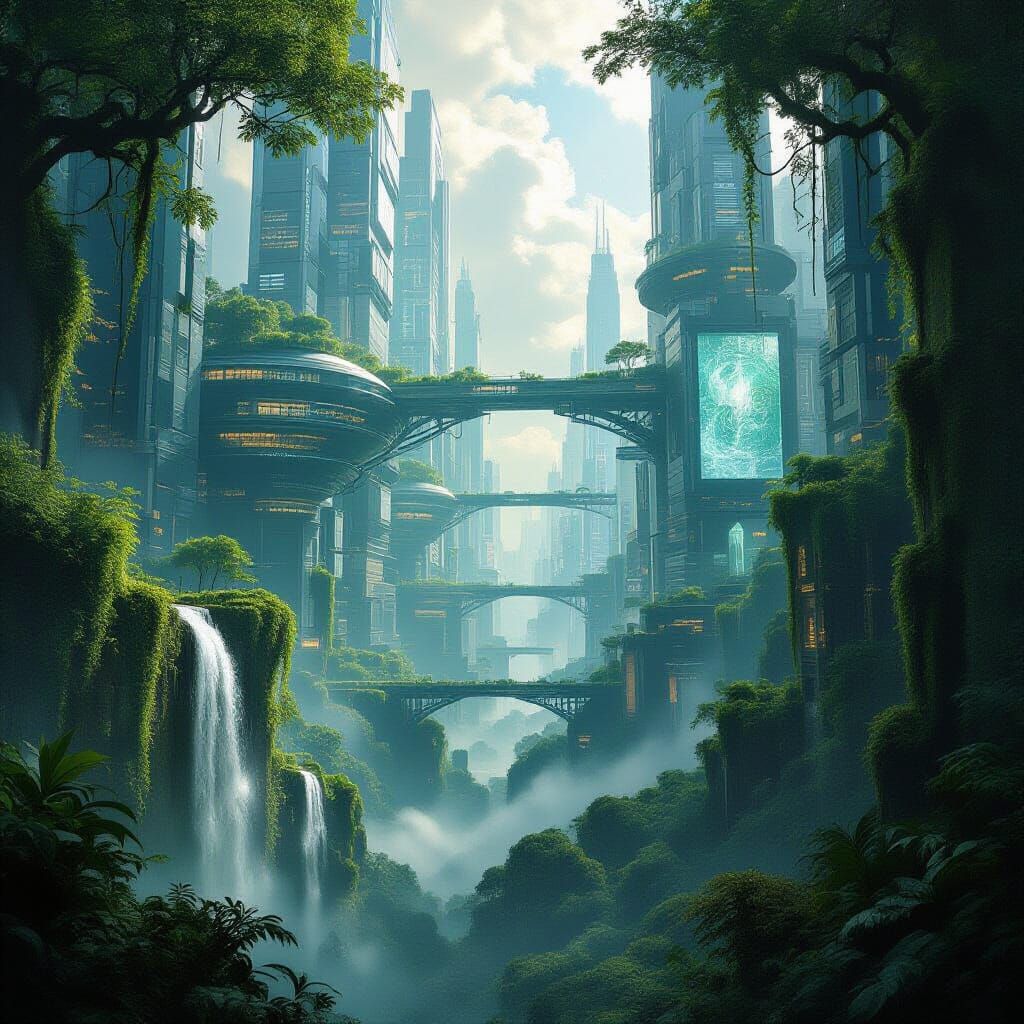 a futuristic city that has fallen into myth. Lost Cities! Imagine forgotten places reclaimed by nature, ...  by @Babasik