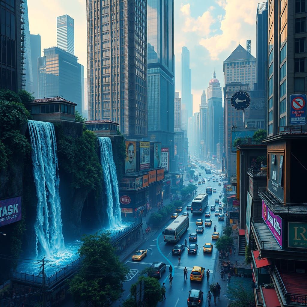 Waterfall in the City  by @Nadia X