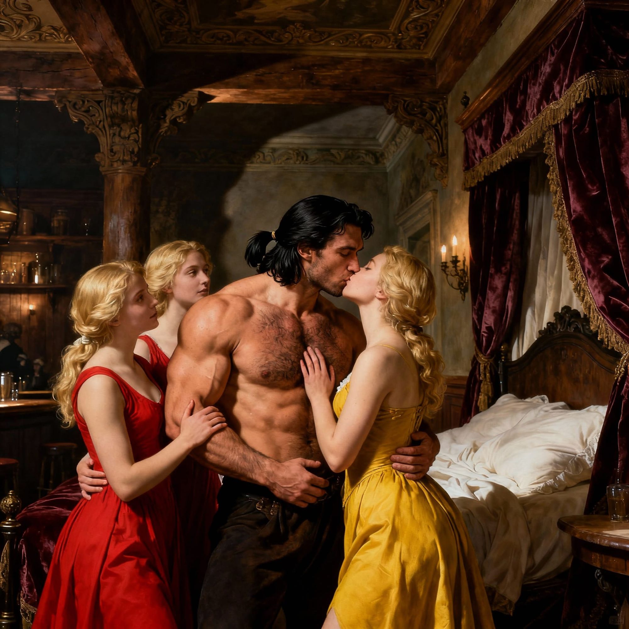 Gaston takes Bimbettes to bed