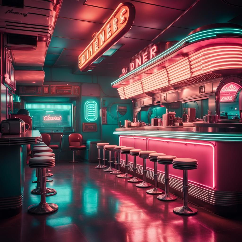 Retro Dinner - AI Generated Artwork - NightCafe Creator