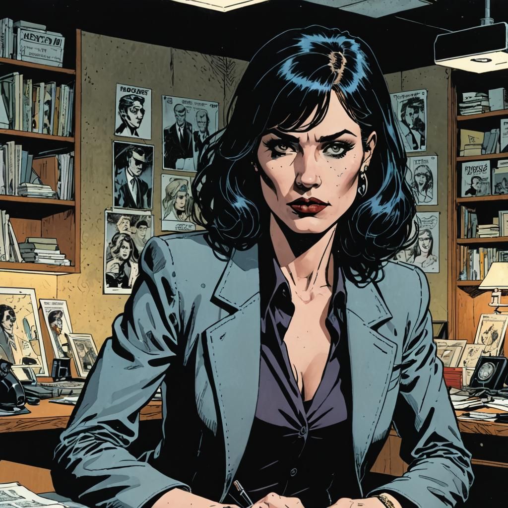 Comic Noir Expressionism Private Investigator interrogating ...