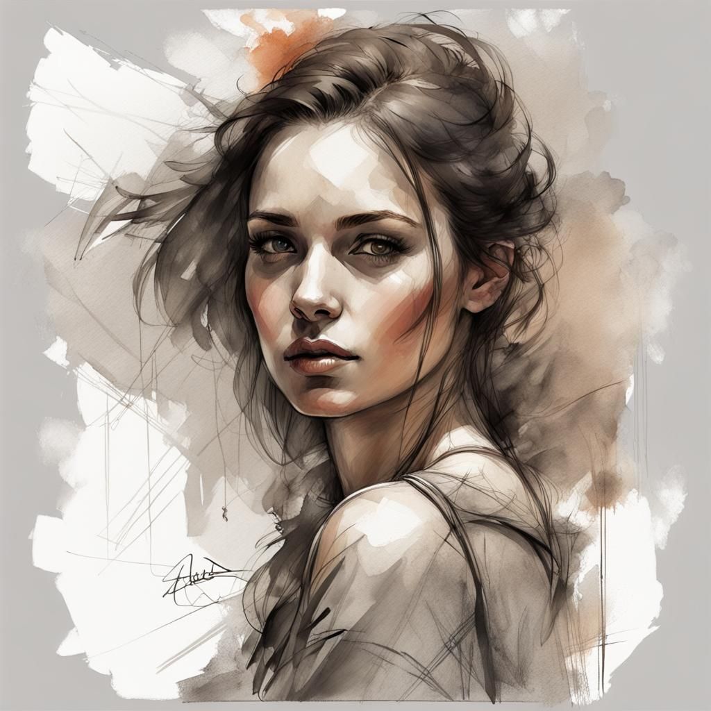 Pencil Sketches of a beautiful woman