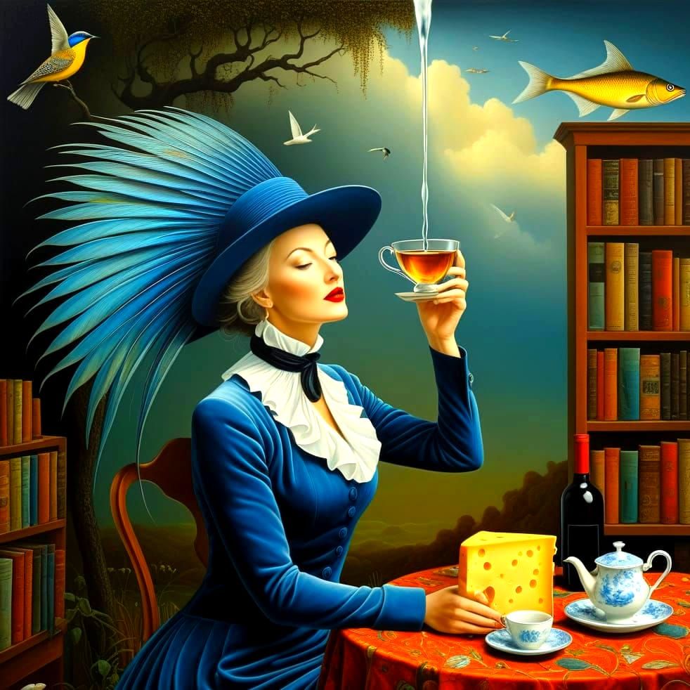 Charming Lady in Surreal Portrait, Fantastic Art Style