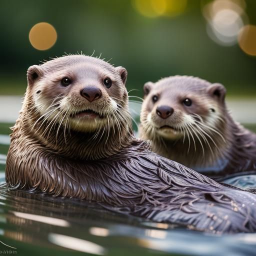 Otters,

Professional photography, bokeh, natural lighting, ...