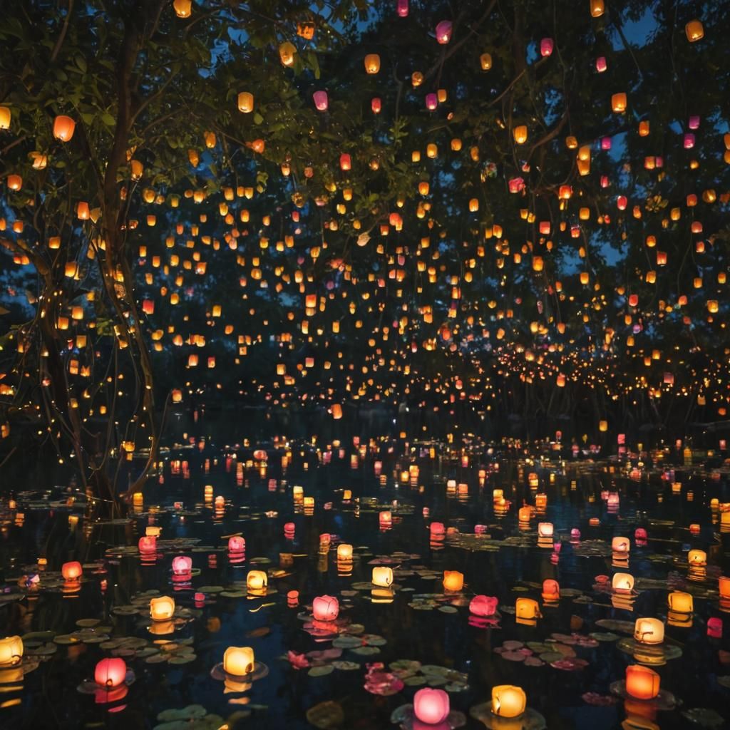 Whimsical Realm of Floating Lanterns