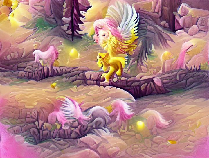Cute little yellow pegasus with pink mane