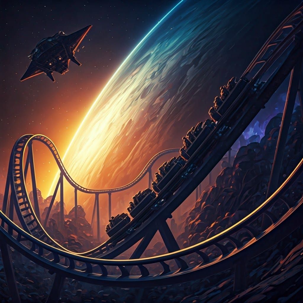 A conceptual design of a futuristic roller coaster, set in space, interstellar setting. Hyperrealistic, ...  by @JOSE EDUARDO CUNHA SANTOS
