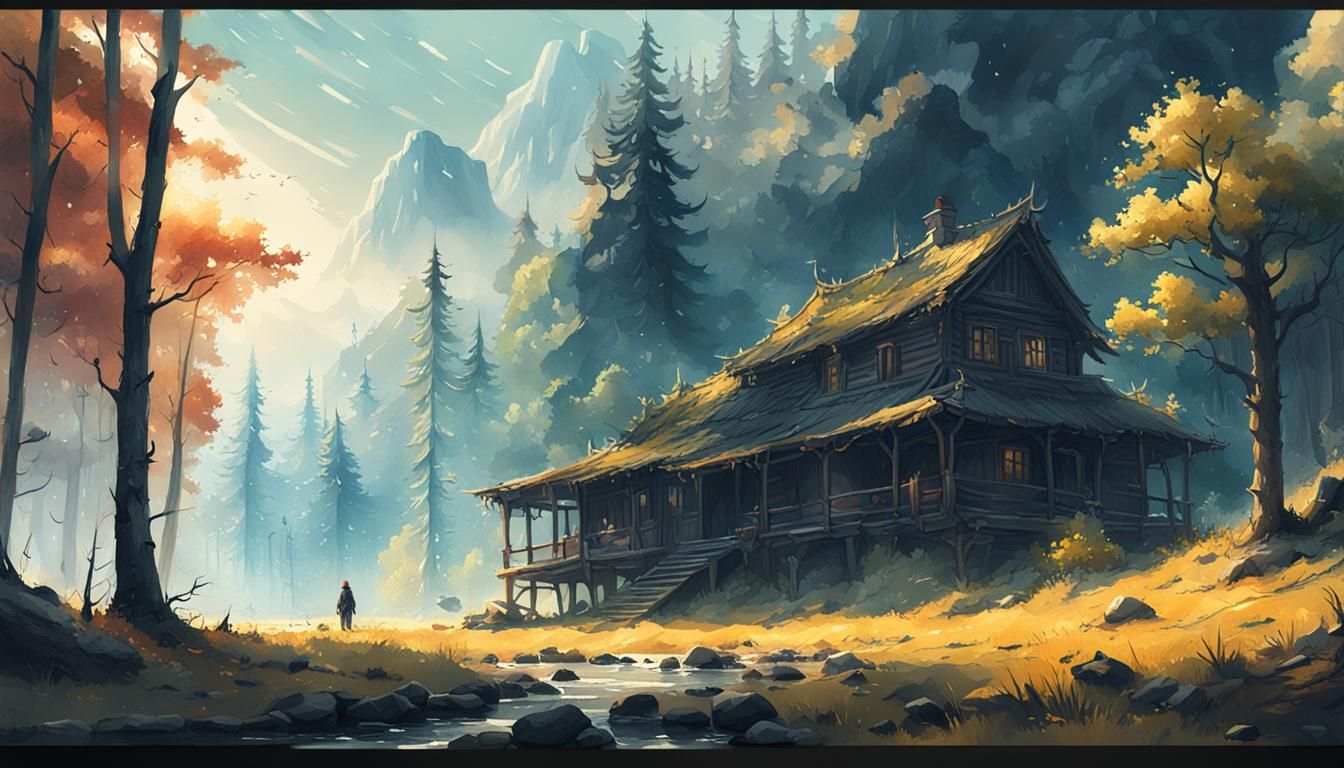 Sunny Afternoon Watercolor Painting with Deep Color