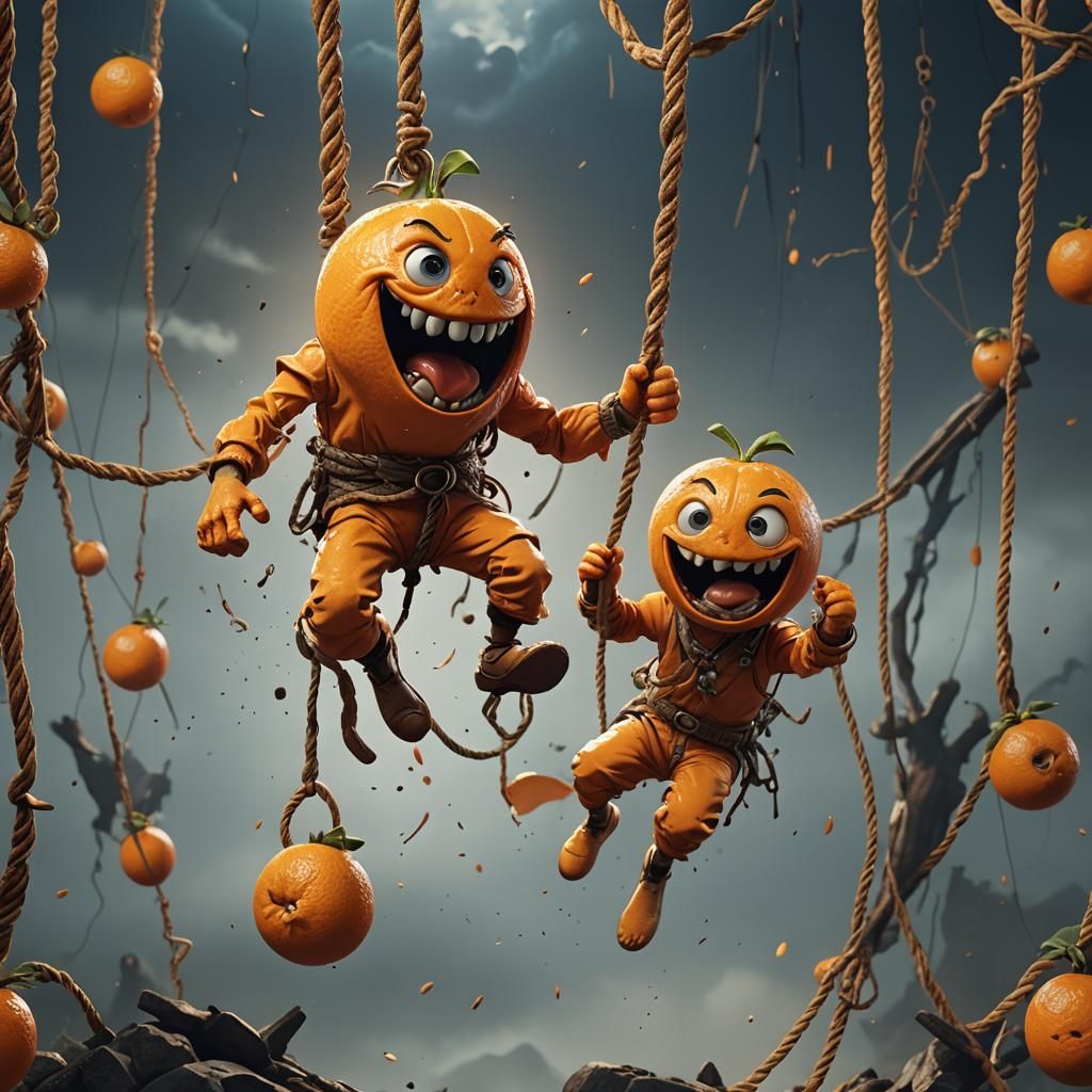 Orange Character Jumping Rope: Fantasy Concept Art