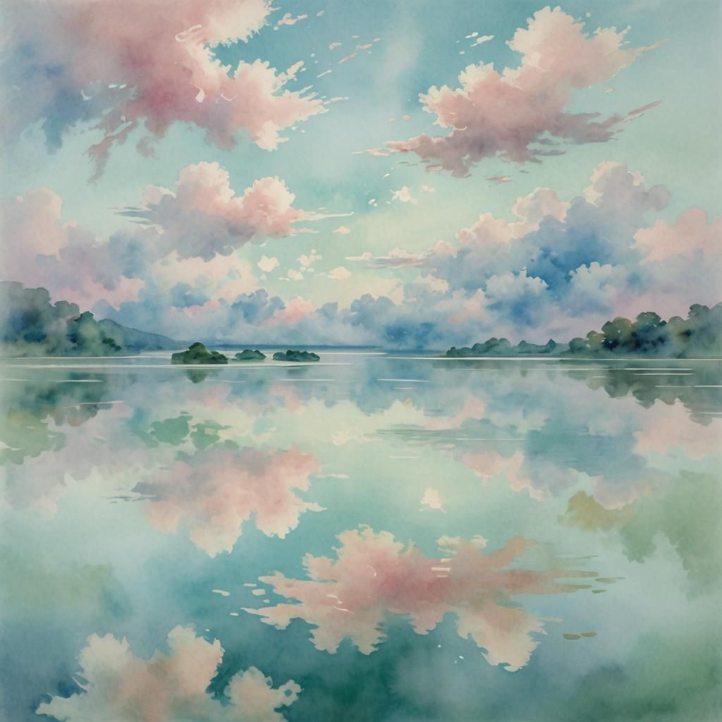 Pastel Watercolor Clouds Form Leopard Shape