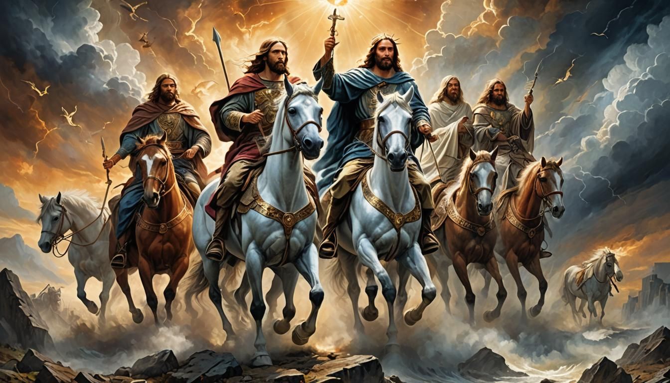 The four horsemen of the apocalypse, heavenly sunshine beams...