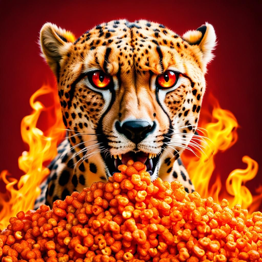 Cheetah eating Cheetos - AI Generated Artwork - NightCafe Creator