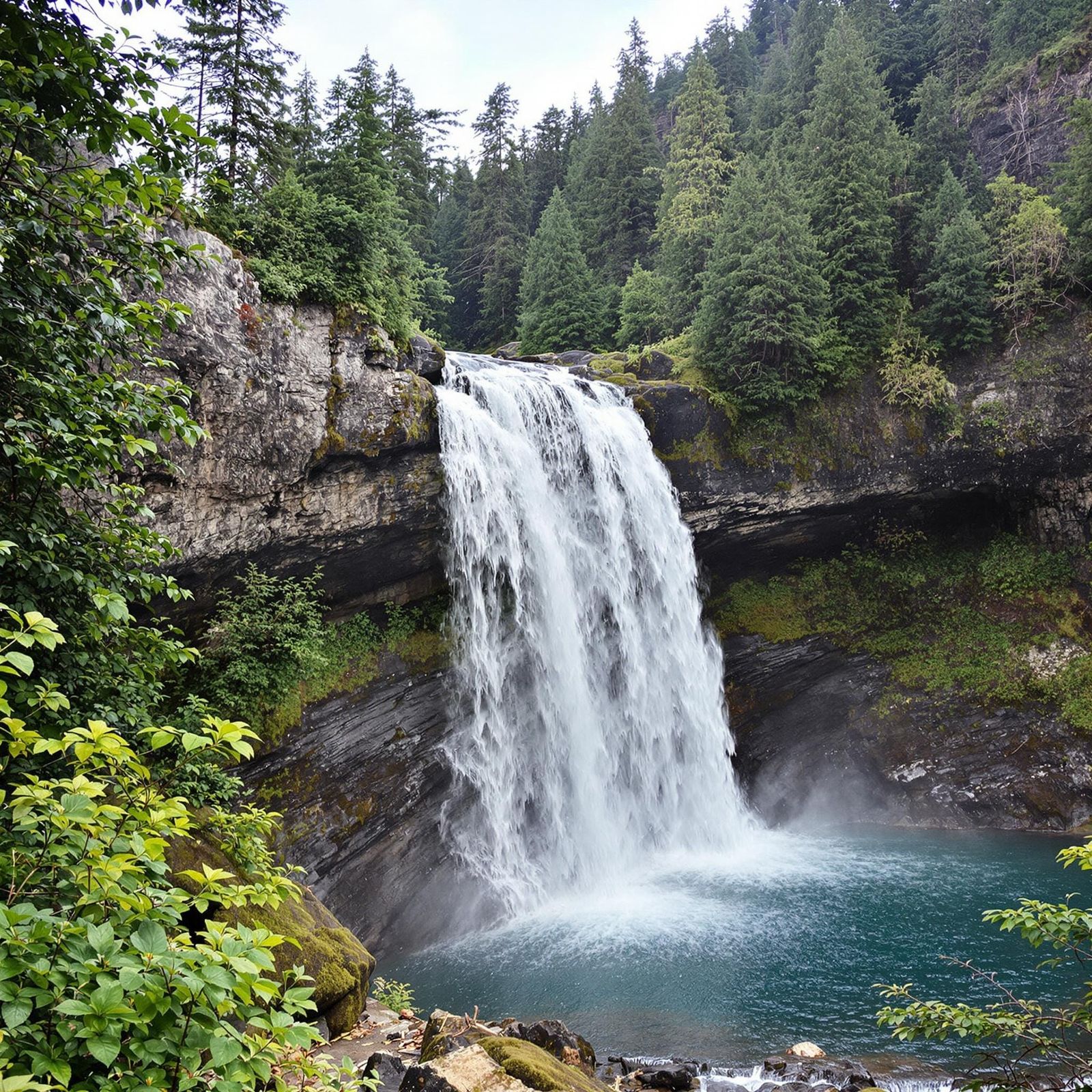 Mountain Waterfall in a Dramatic Landscape