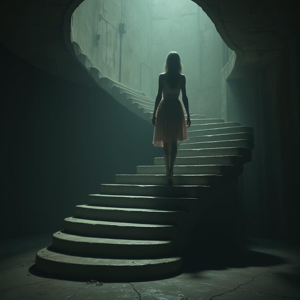 A never ending staircase 
A shadow walking up a never ending staircase built of dreams