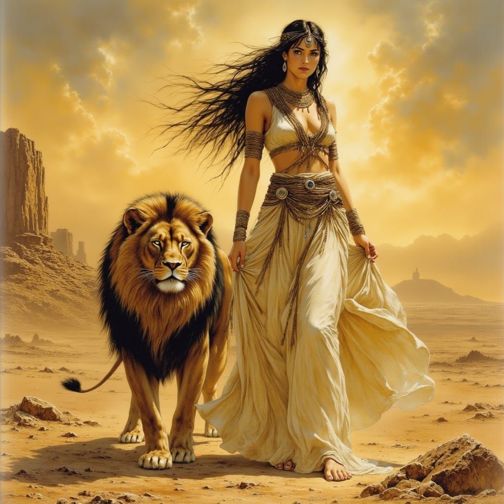  Ishtar and the lion (6)  by @Ed Barbe-Noire