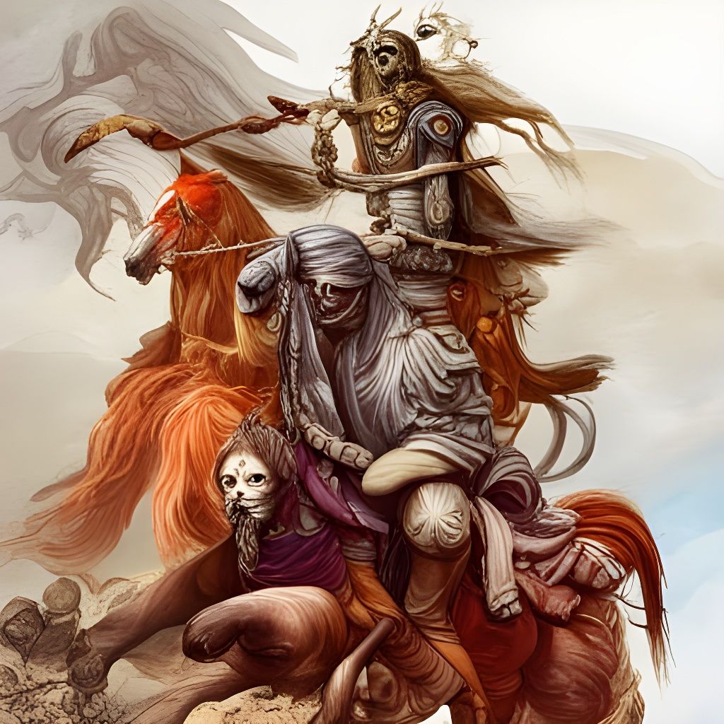 horror Gustave Doré Greg Rutkowski Death knights ride on hor...