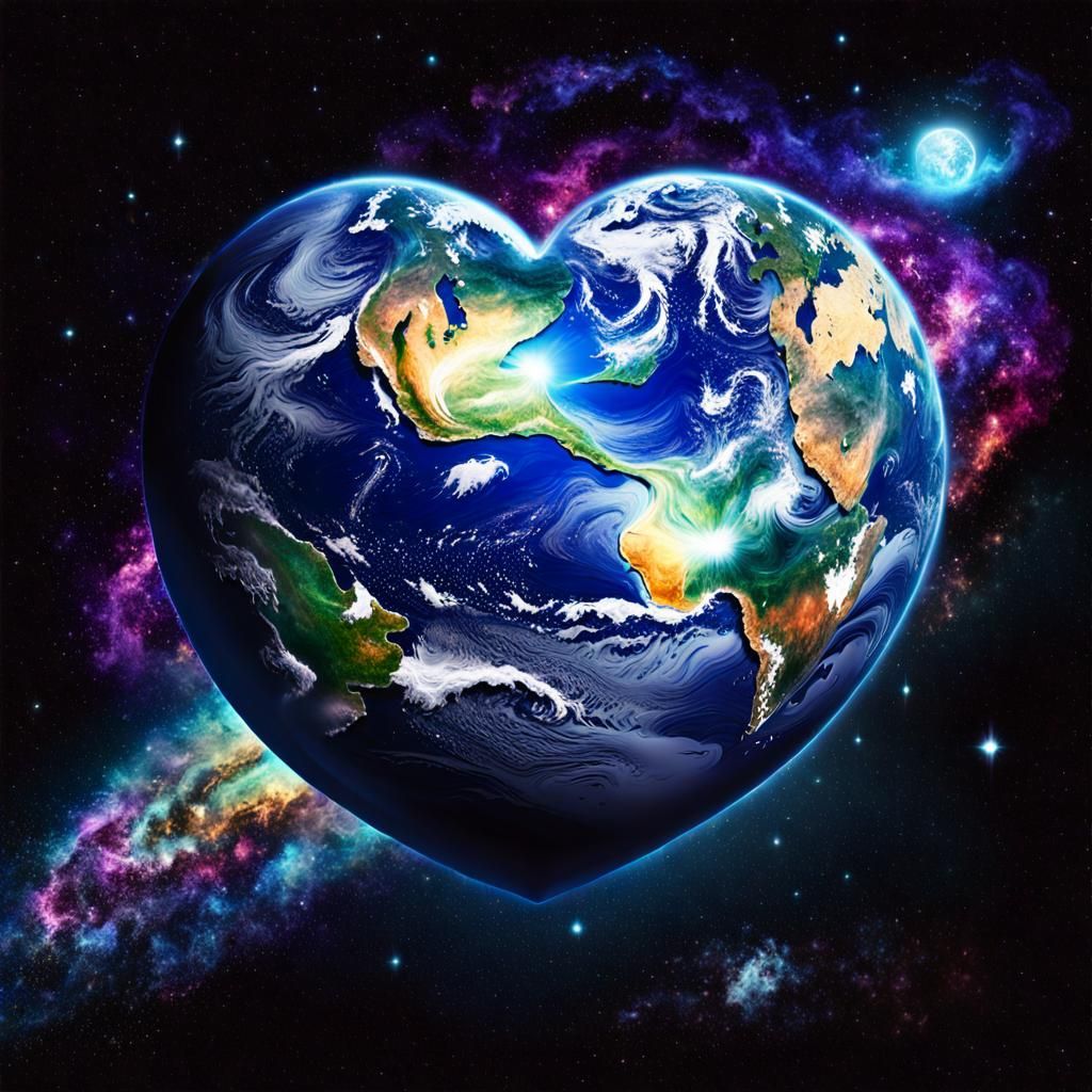 Heart shaped planet earth.
