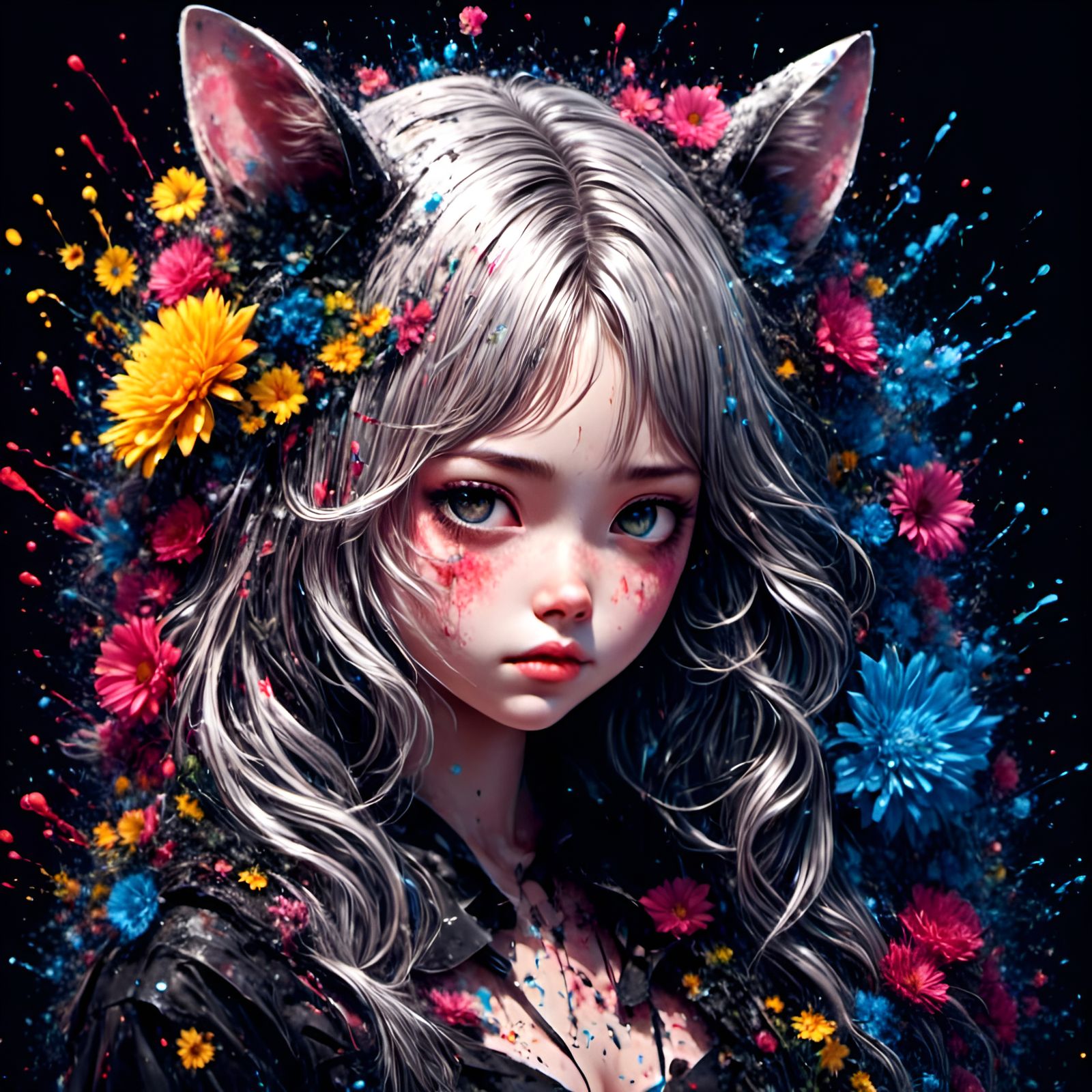 Black Background with Splatter Graffiti Art