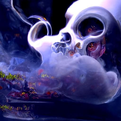 smoke coming out of skull