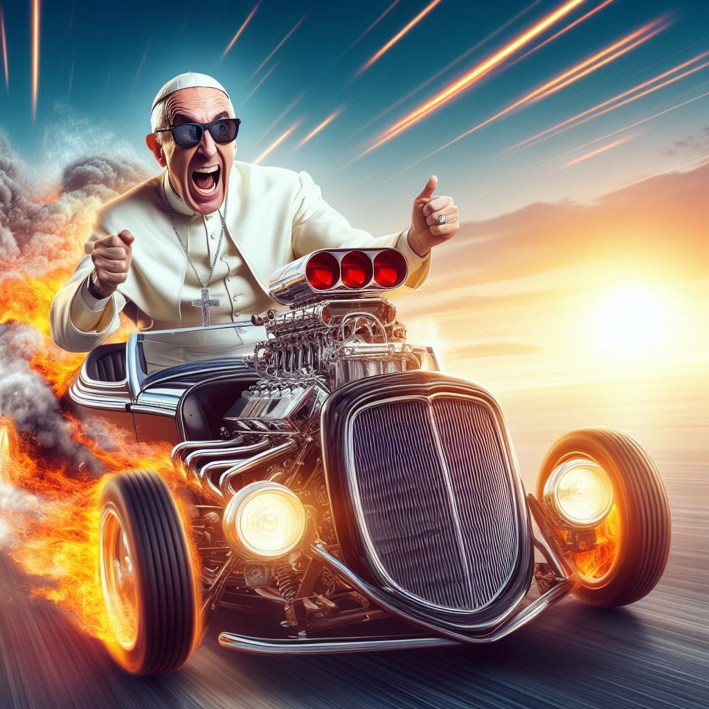 Hotrod Pope! - AI Generated Artwork - NightCafe Creator