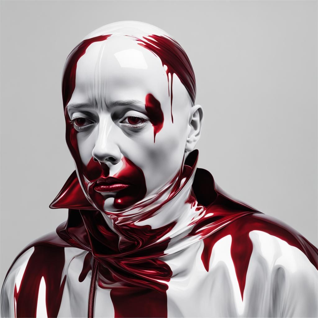 Existential Dread: A Bacon-esque Portrait in White and Red