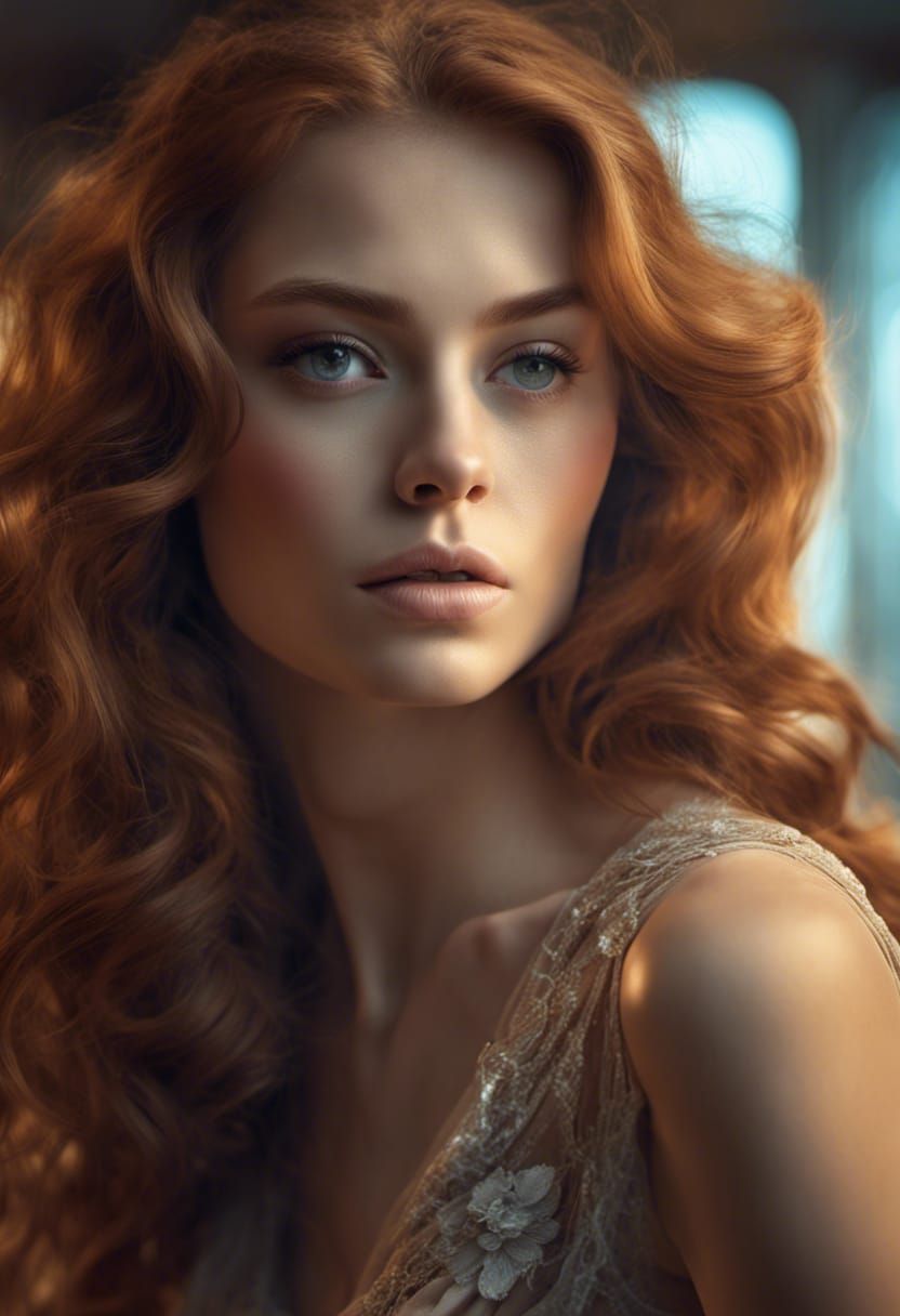 Alluring auburn haired beauty - AI Generated Artwork - NightCafe Creator