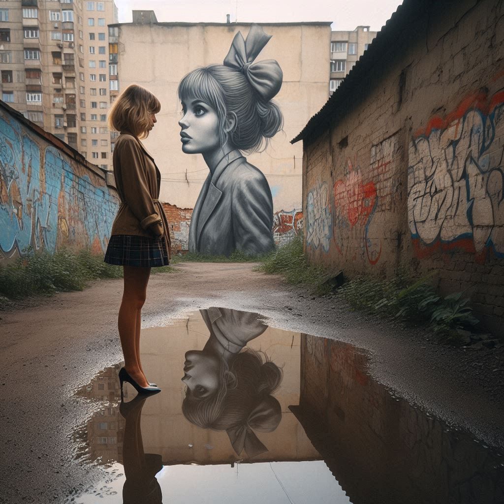 Graffiti portrait with bow