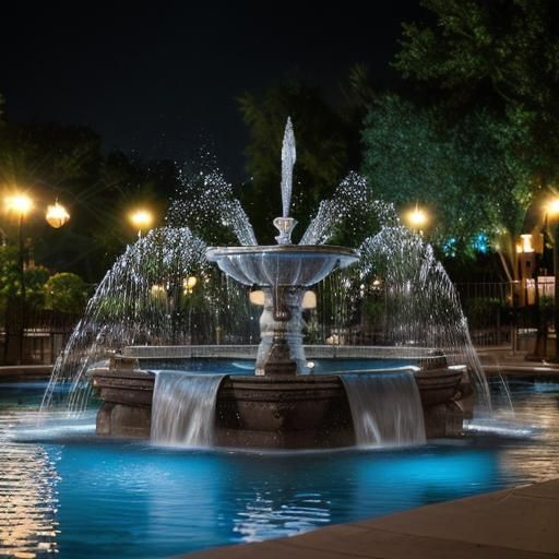 extravagant water tri-fountain with wading pool