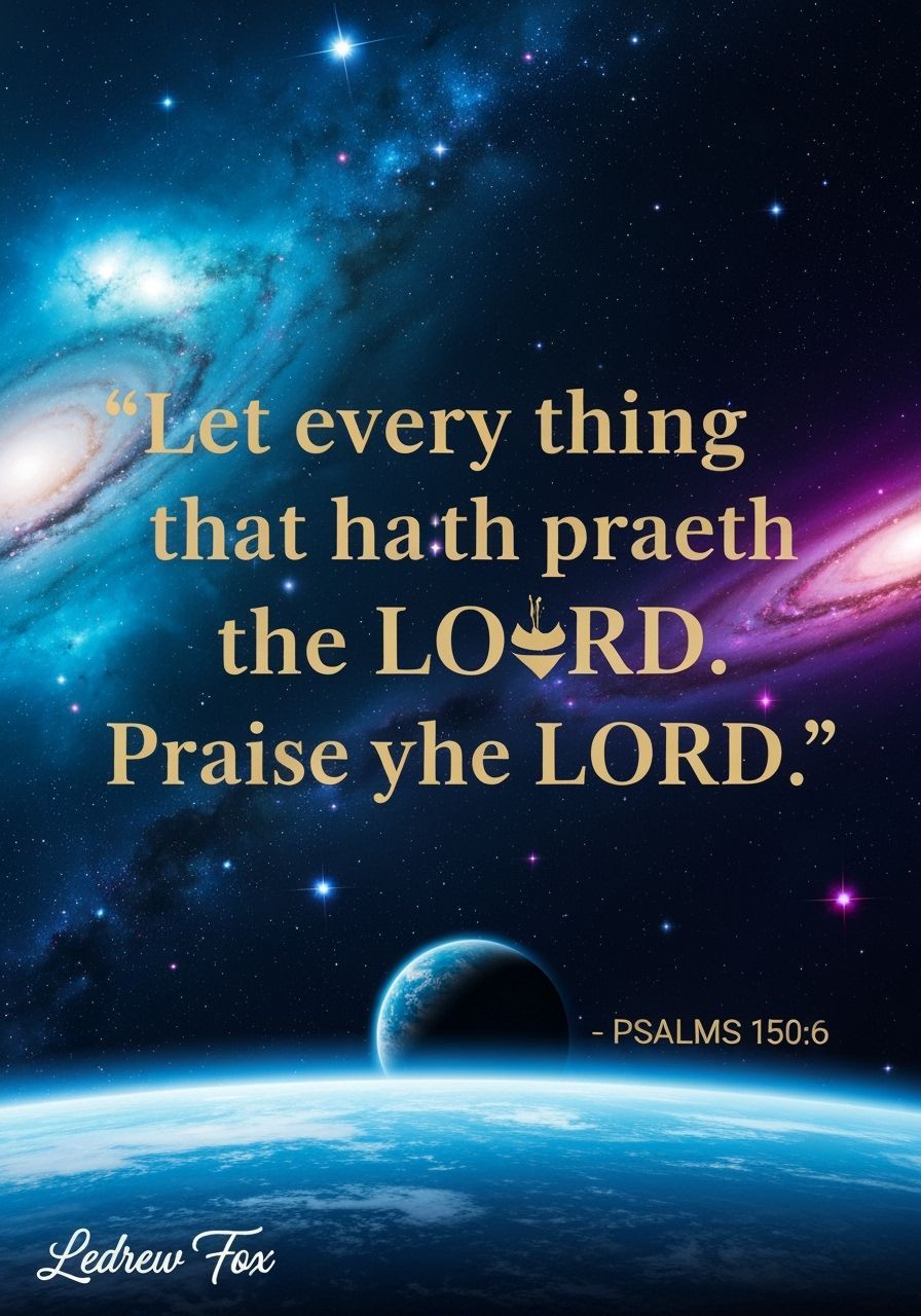 Generate an inspirational quote image. The quote is: 'Let every thing that hath breath praise the LORD. Praise ye the LORD' - PSALMS 150:6 ....