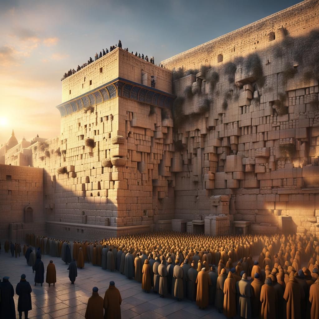 Mystical Western Wall Prayer Scene in Fantasy Realism