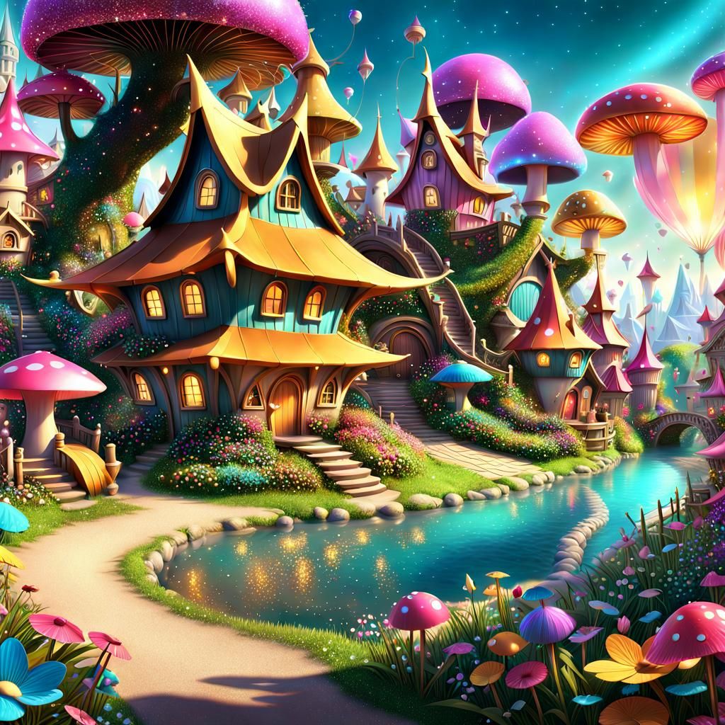 Fairy Village AI Generated Artwork NightCafe Creator