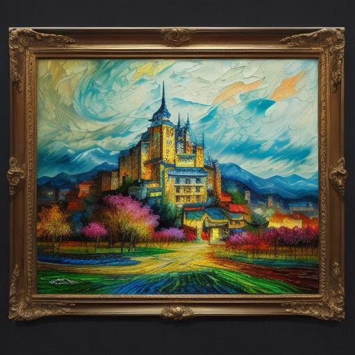 Surreal Hand Melds into Wall, Neo-Impressionist Style