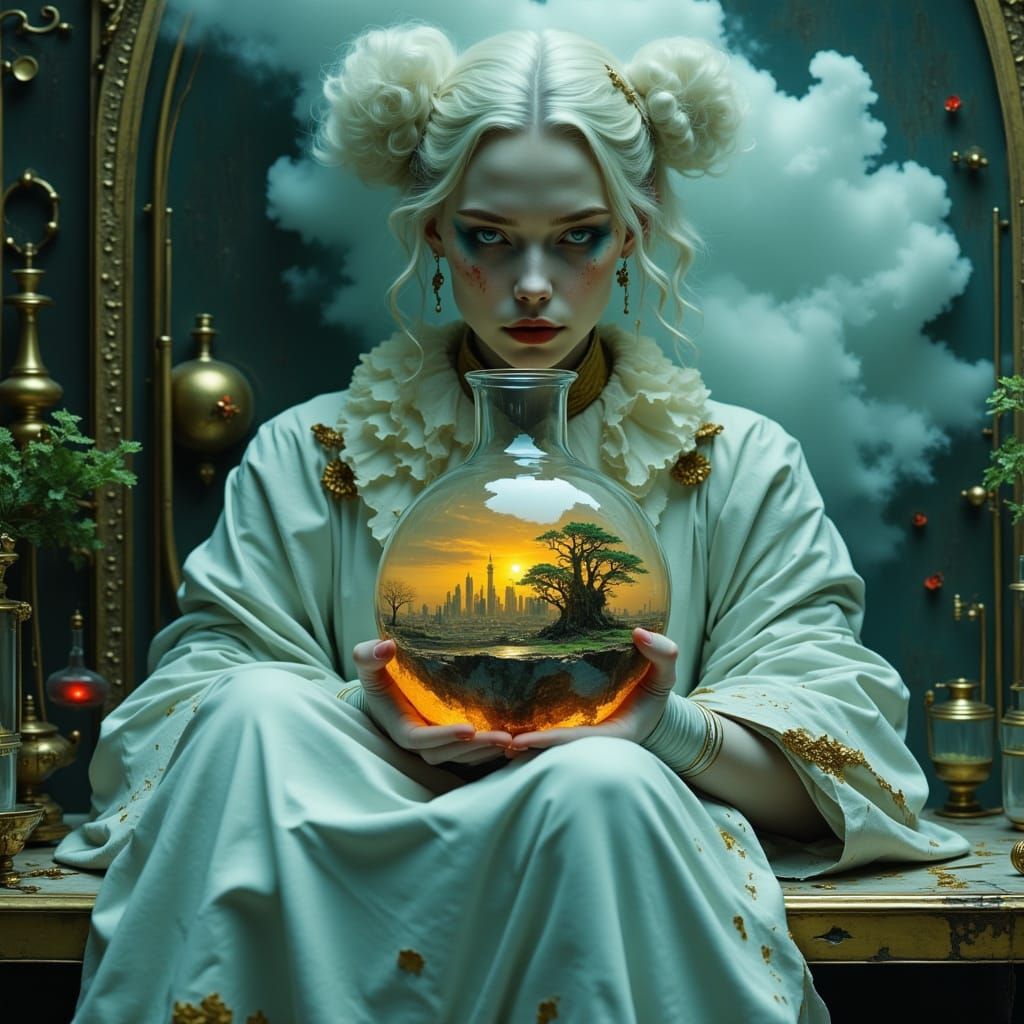 <lora:Akimora:1.0> <lora:Marionette-Flux:1.0> <lora:Ornate:1.0> (Surreal: 2) , fantastical, magical, Photoshop, A chemist In a laboratory , ...
